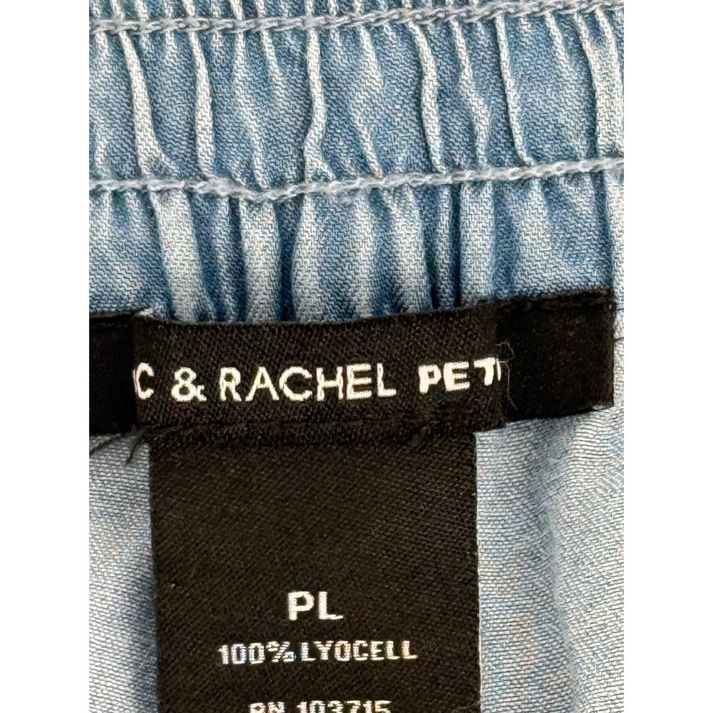 Zac & Rachel Petite Blue Lyocell Wide Leg Cropped Drawstring Pants Pockets Sz L - Picture 9 of 11